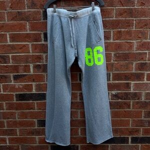 PINK Victoria's Secret Gray Boyfriend Sweatpants with Neon Green 86